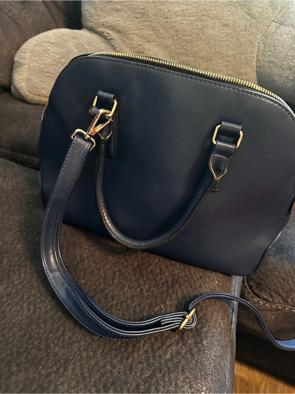 a new day Navy Dome Satchel with Gold Hardware